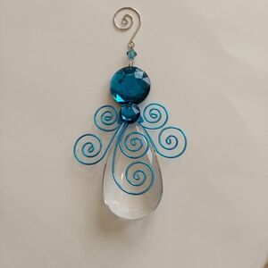 Hallmark Hanging Angel Blue and Clear Crystals Decoration or Ornament  NWOT
